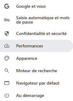 Performances Google Chrome